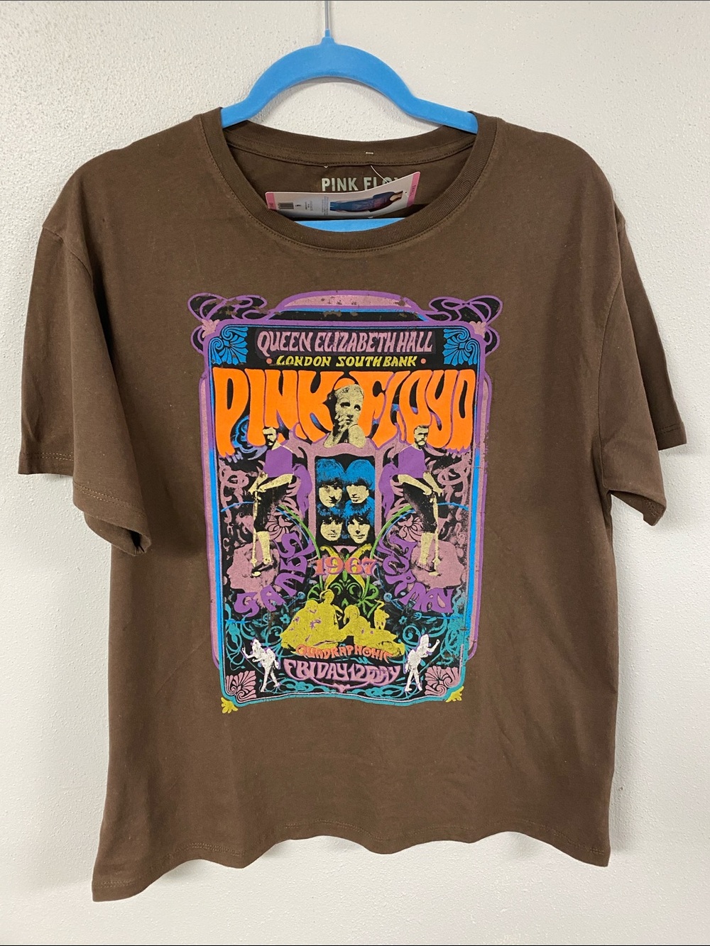 Pink Floyd Brown Tee with Neon Psychedelic Print